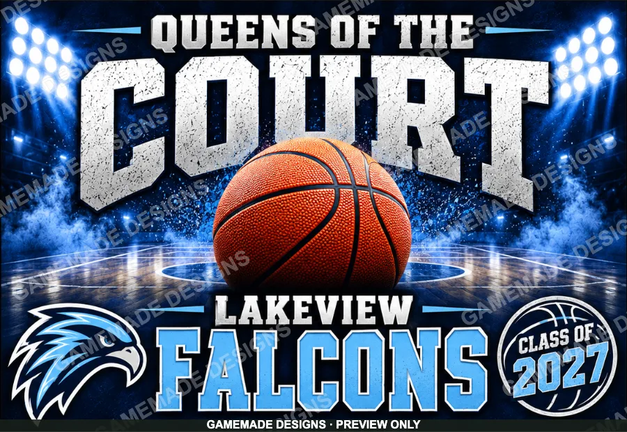 Queens of the Court Yard Sign personalized sports design sample
